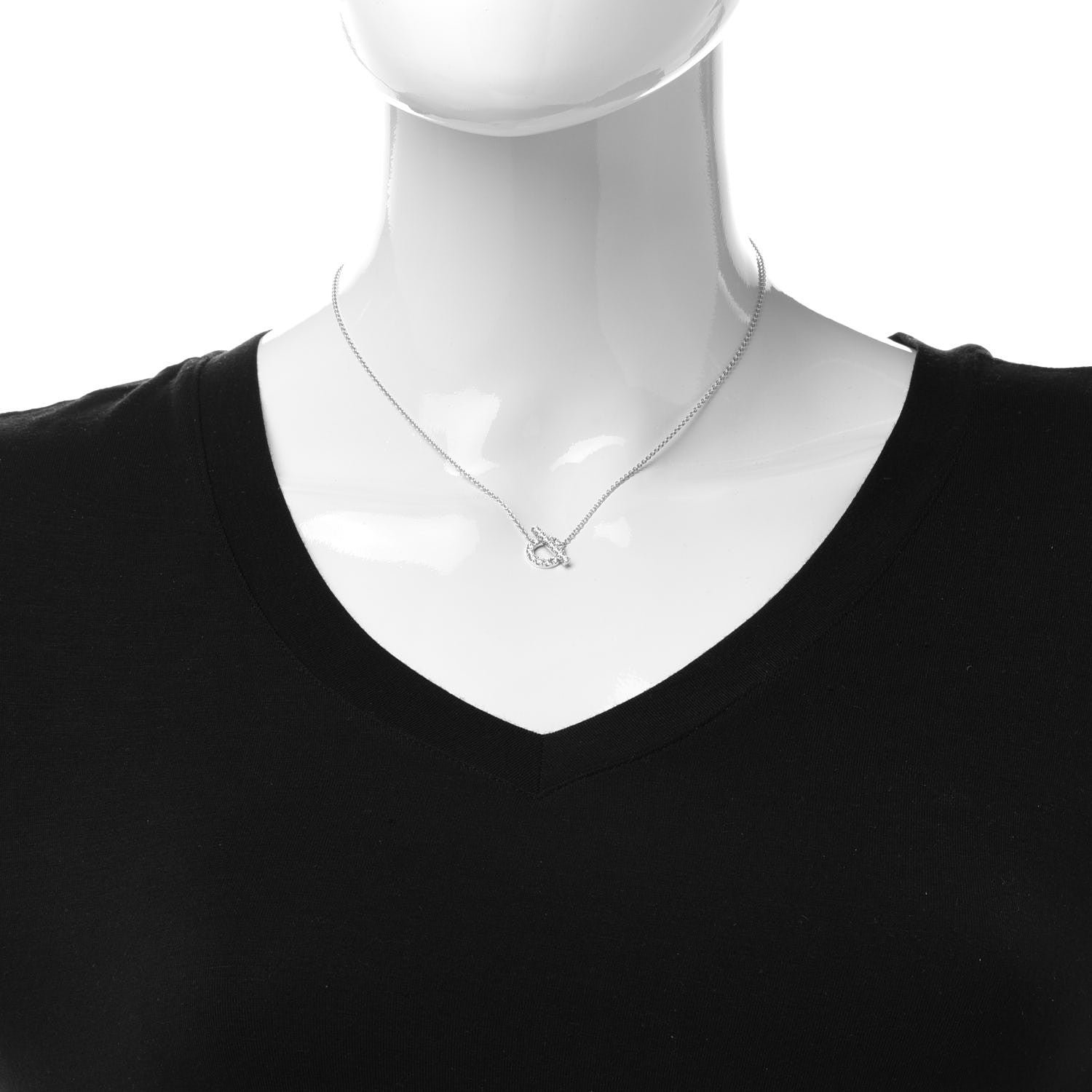 Hermes 18K White Gold Diamond Finesse Pendant Necklace 2 of 6