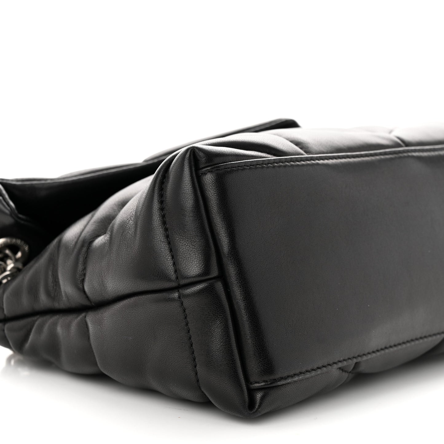 Lambskin Quilted Small Loulou Puffer Monogram Chain Satchel Black