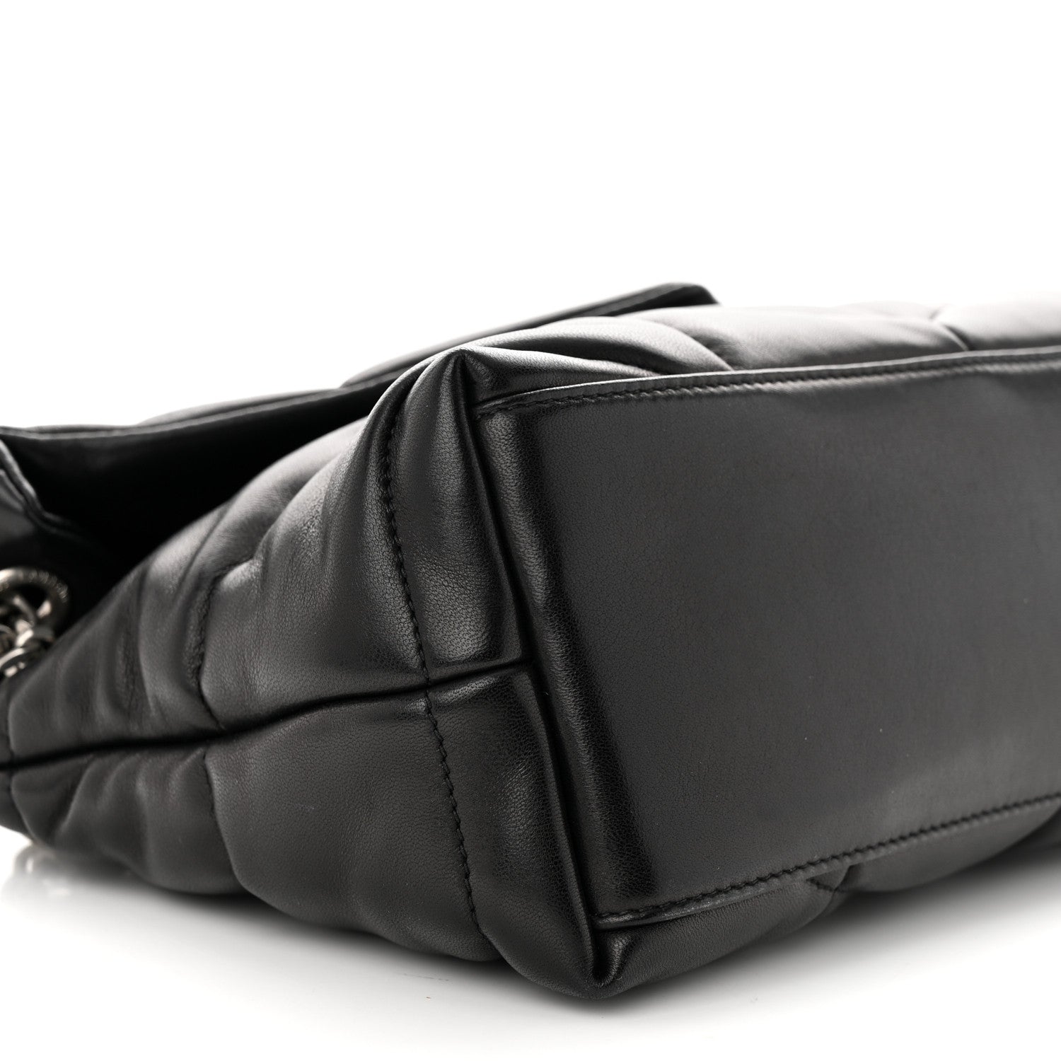 Saint Laurent Lambskin Quilted Small Loulou Puffer Monogram Chain Satchel Black 9 of 10