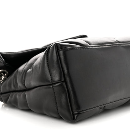 Saint Laurent Lambskin Quilted Small Loulou Puffer Monogram Chain Satchel Black 9 of 10