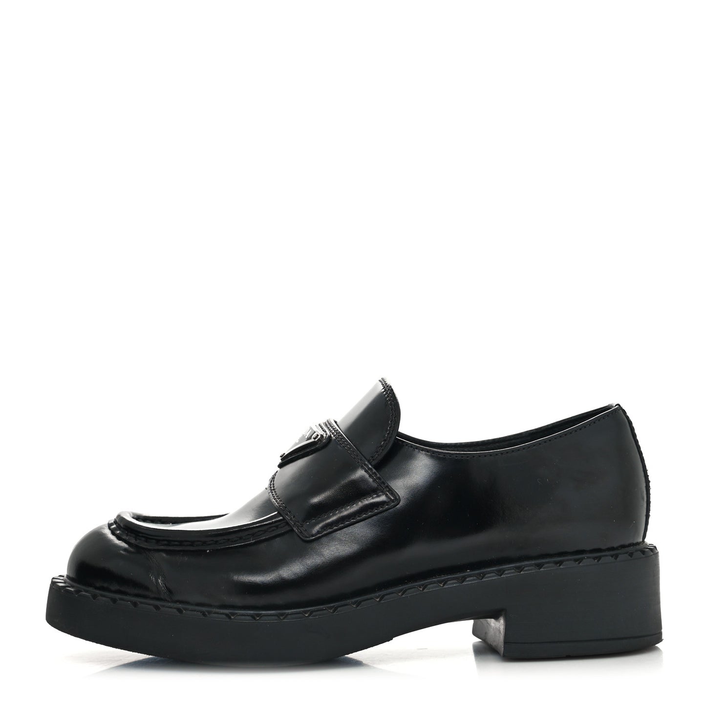Spazzolato Metal Triangle Logo 50mm Loafers 36 Black