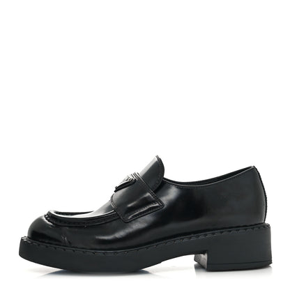Prada Spazzolato Metal Triangle Logo 50mm Loafers 36 Black 1 of 8