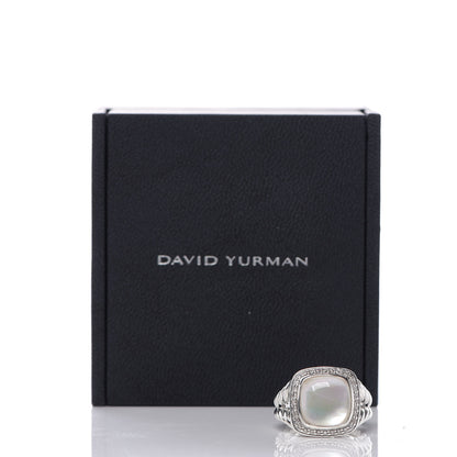 David Yurman Sterling Silver Diamond Mother of Pearl 11mm Albion Ring 52 6 6 of 6