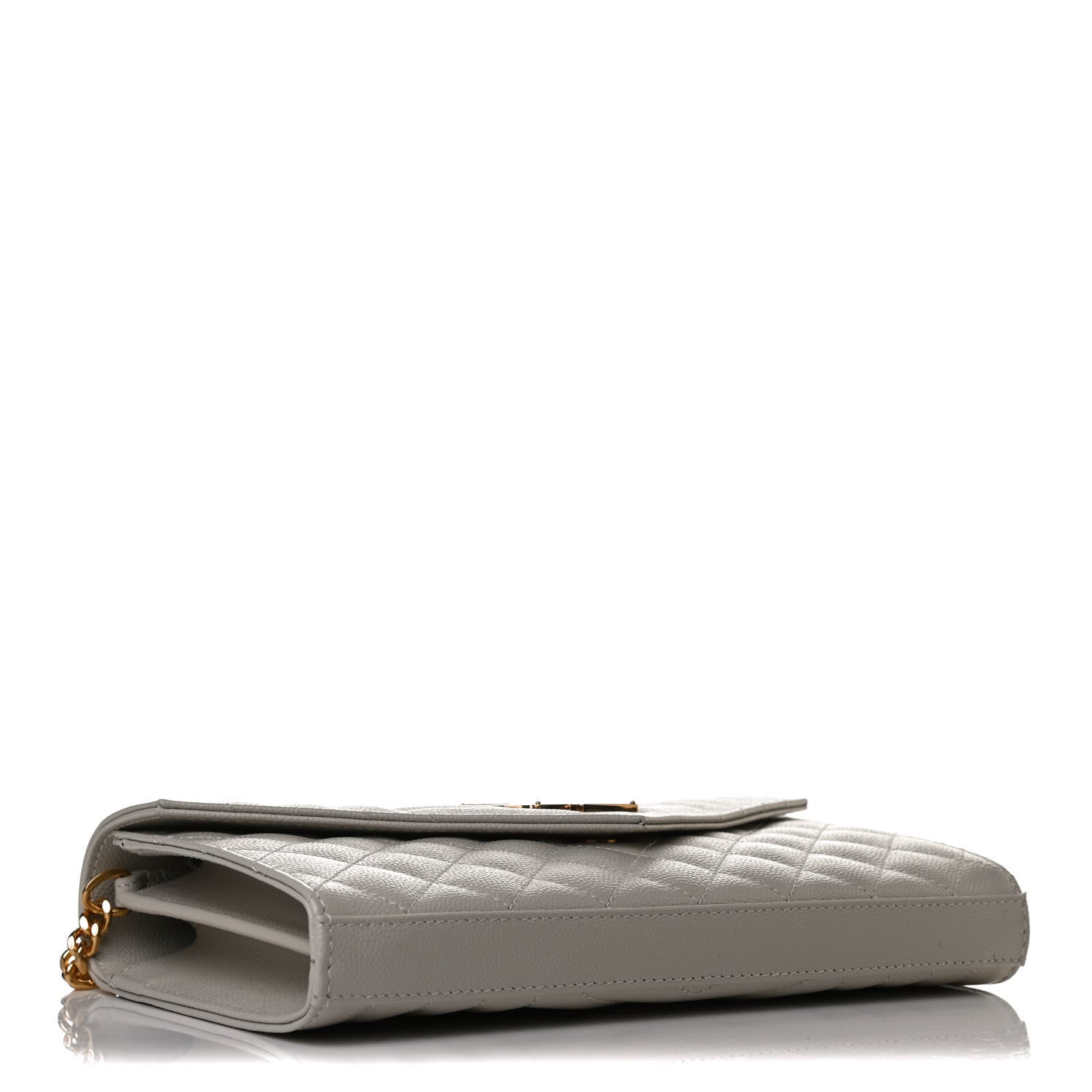 Saint Laurent Grain De Poudre Mixed Matelasse Triquilt Monogram Chain Wallet Crema Soft 4 of 12