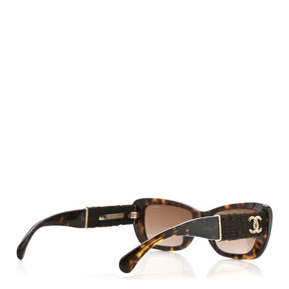 Chanel Acetate Tweed Wool CC Rectangle Sunglasses 5514 Tortoise 4 of 8