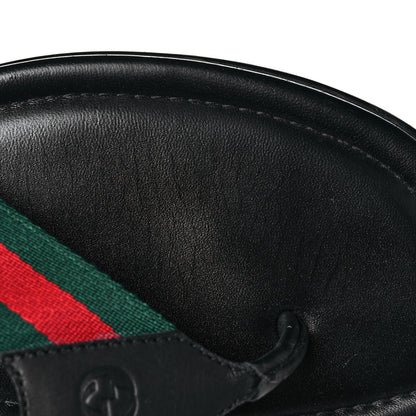 Gucci Nylon Calfskin Web Mens Cleat Sole Thong Sandals 10 Black Red Blue 9 of 10