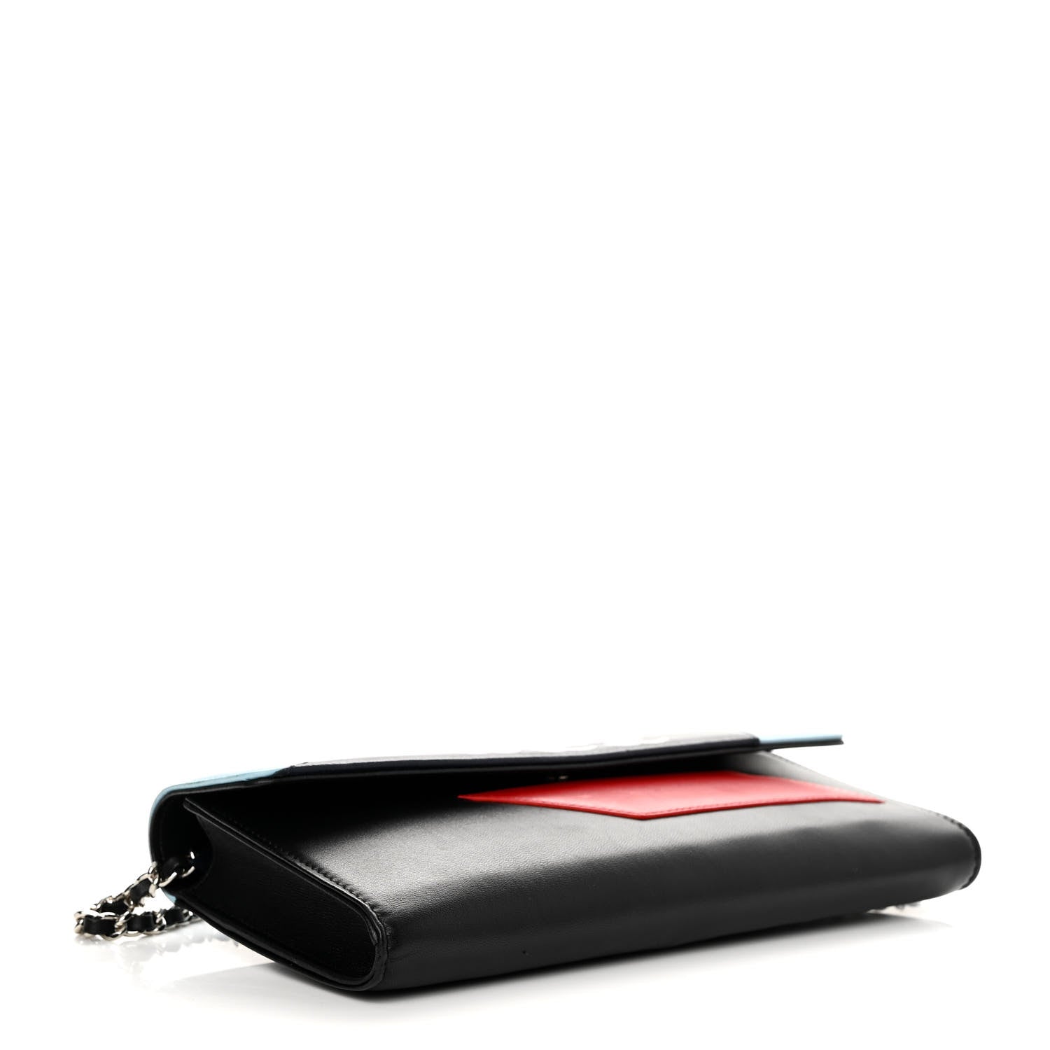 Chanel Lambskin Airlines Wallet On Chain WOC Blue Black Red 5 of 13