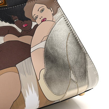 Fendi Glazed Fabric Nappa FF Disco Girls Inlay Mini Peekaboo Iconic Satchel Bianco Perla Multicolor 11 of 11
