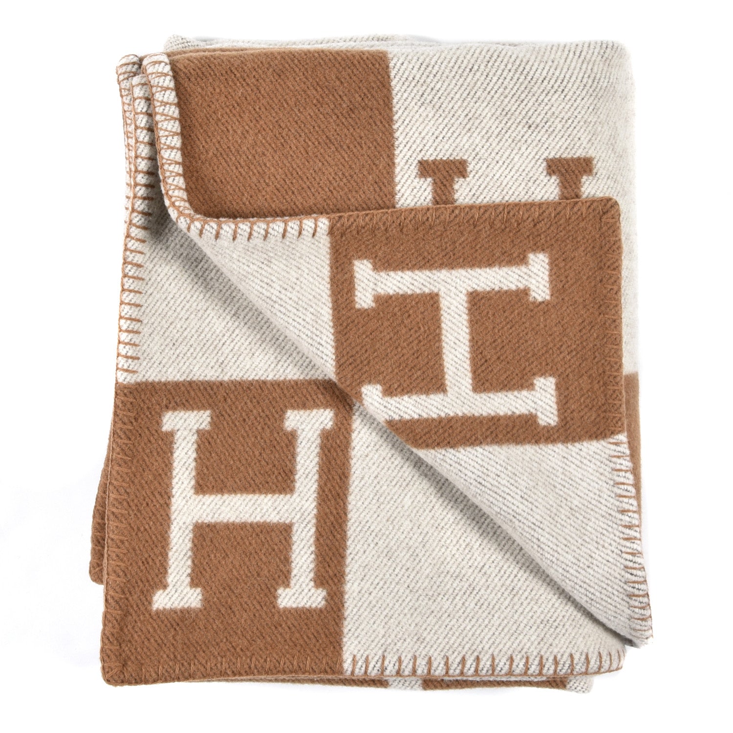 Hermes Wool Cashmere Avalon Blanket Ecru Camel 2 of 3