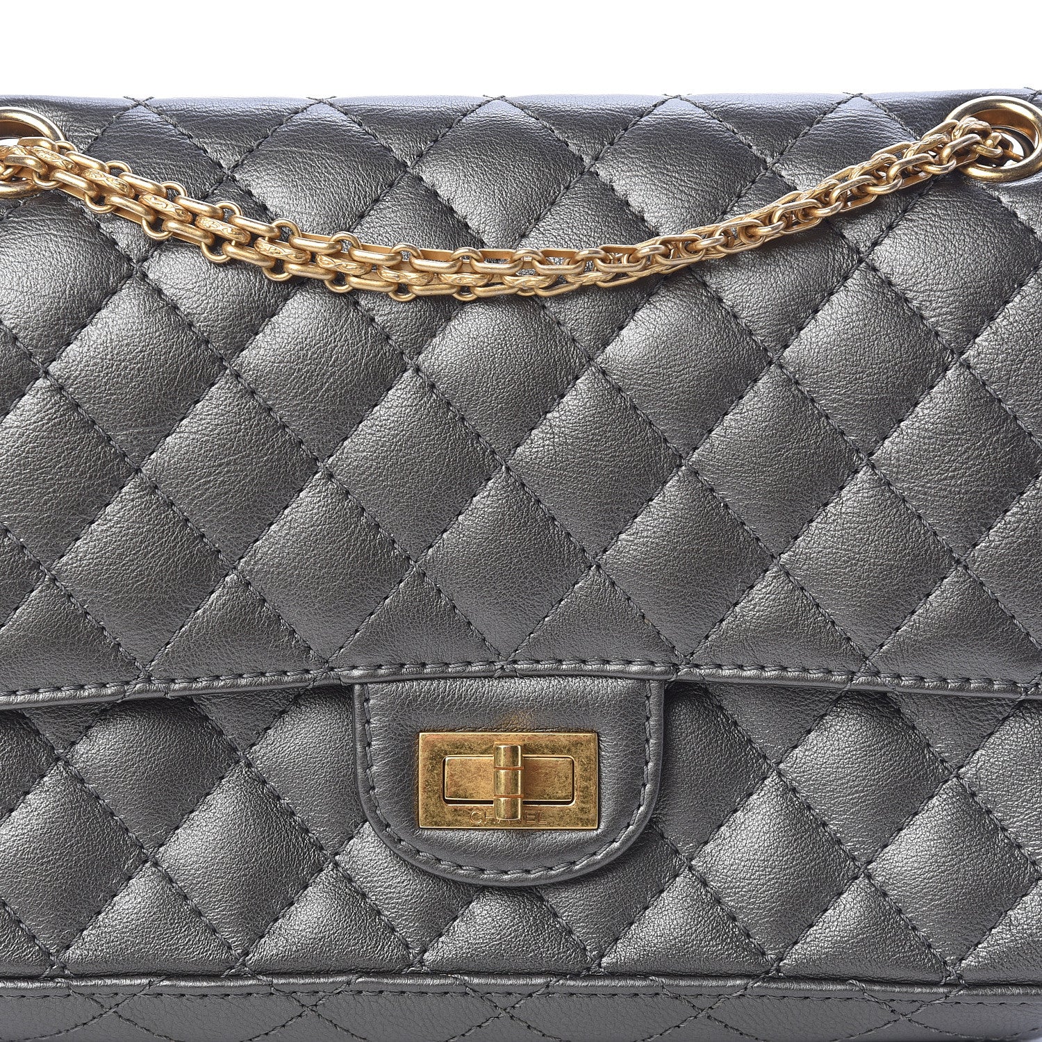 Chanel Metallic Calfskin Quilted 2.55 Reissue 225 Flap Charcoal 9 of 14