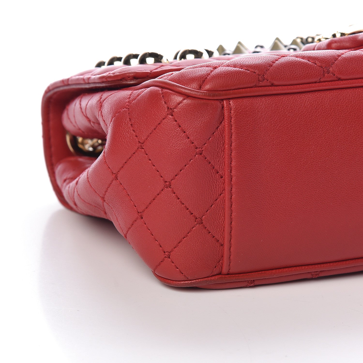 Dolce & Gabbana Lambskin Watersnake Embellished Lucia Shoulder Bag Red 8 of 9