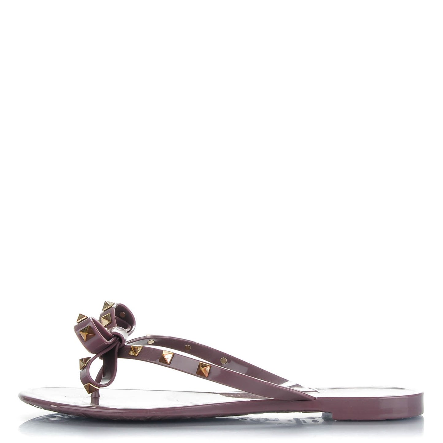 PVC Jelly Rockstud Bow Thong Sandals 40 Dark Mauve