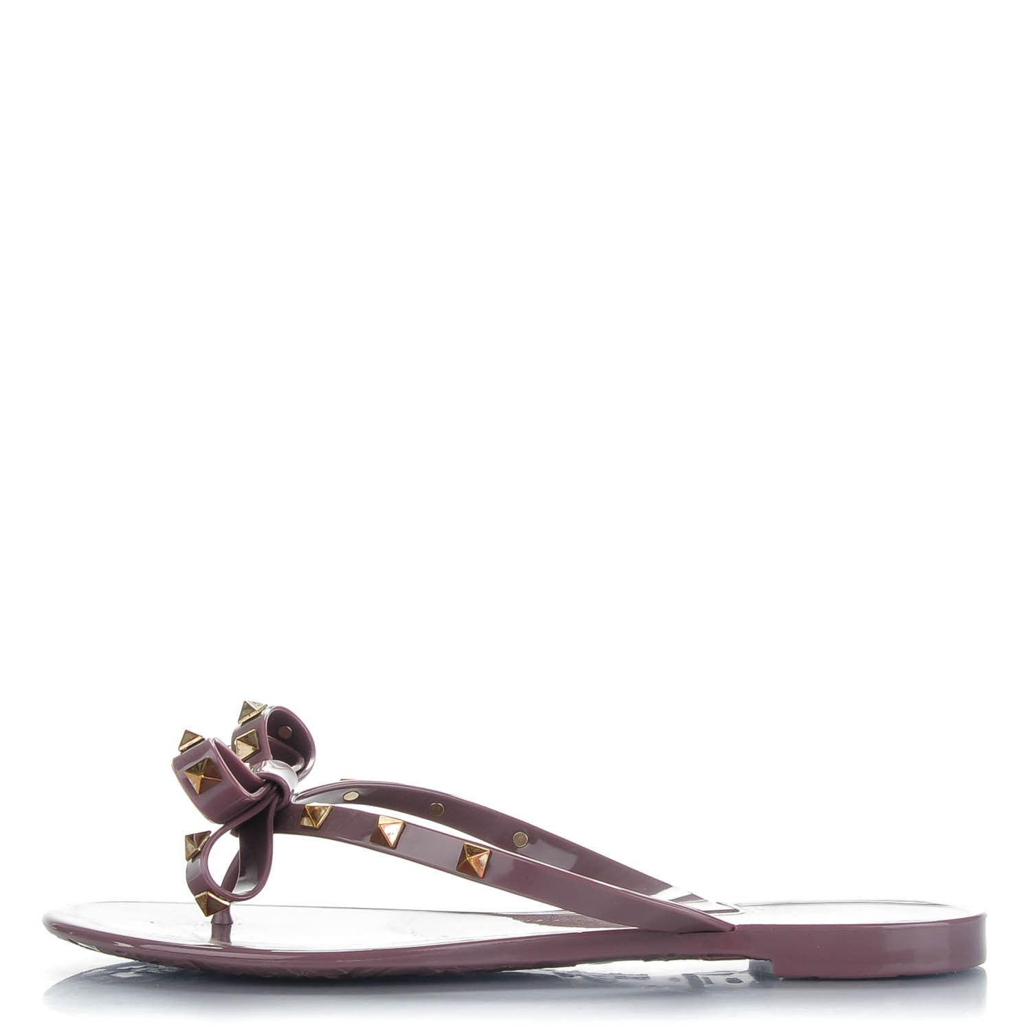 Valentino Garavani PVC Jelly Rockstud Bow Thong Sandals 40 Dark Mauve 1 of 7