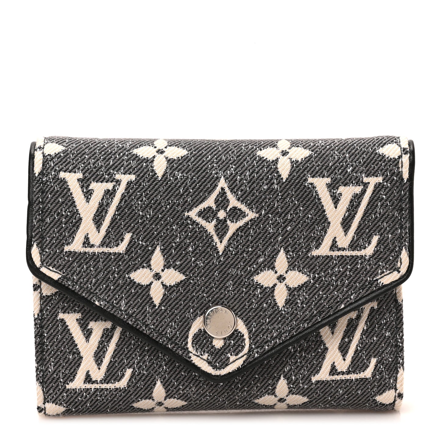 Denim Monogram Jacquard Victorine Wallet Grey