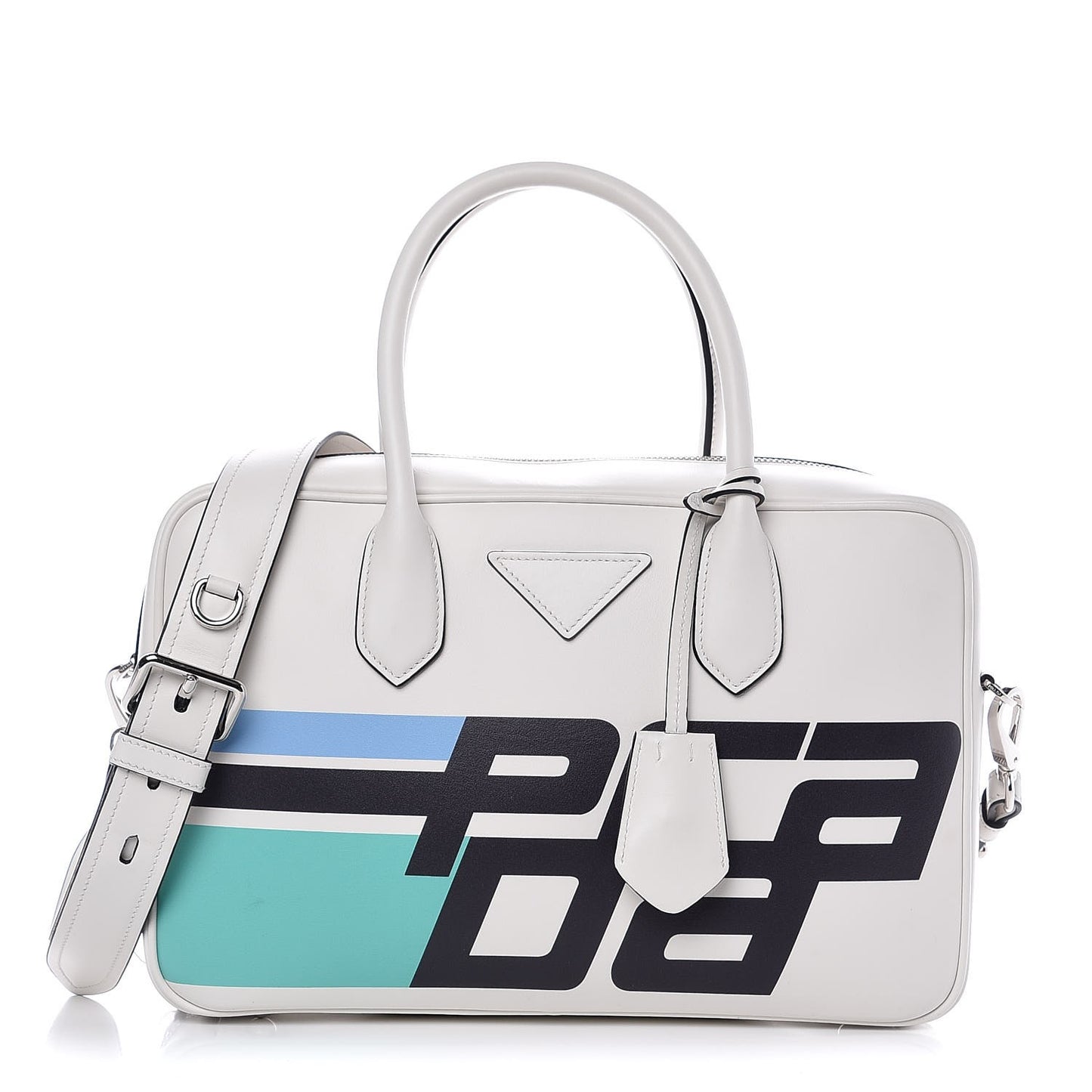 City Calfskin Racing Logo Bowler White Black
