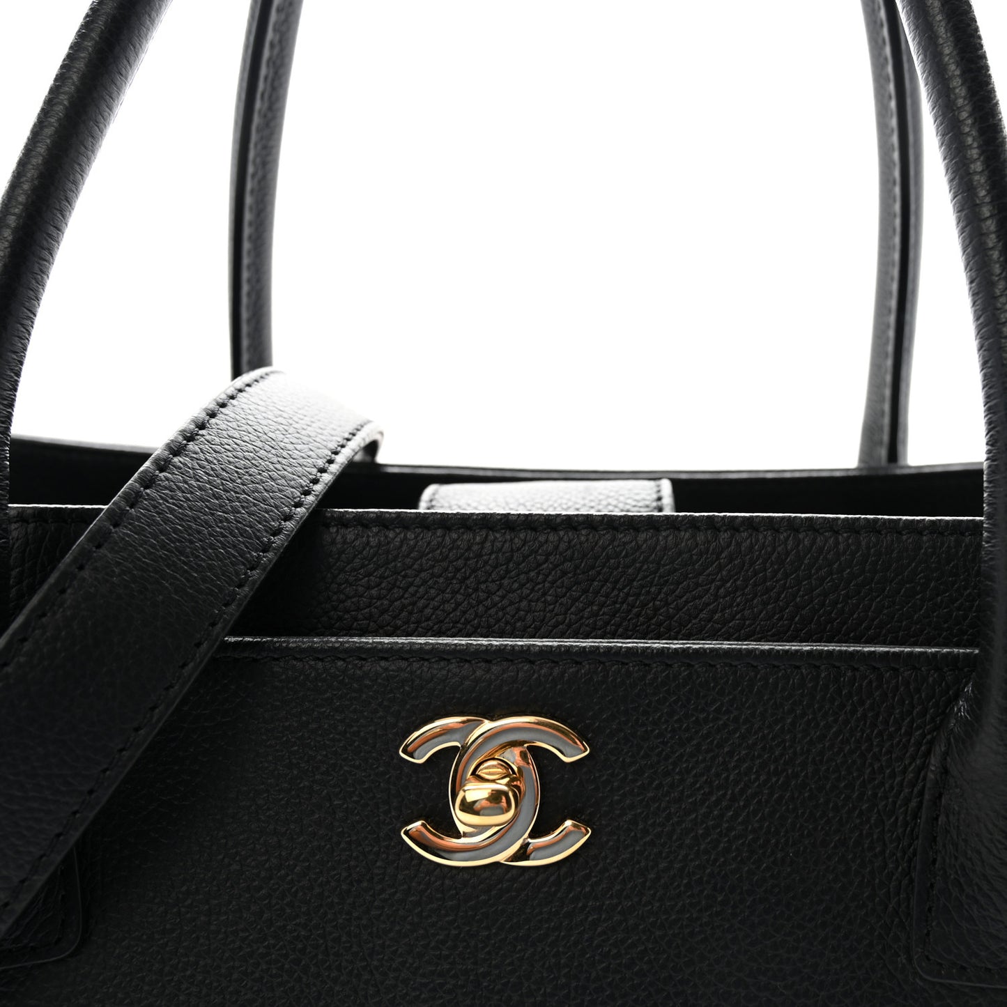 Calfskin Cerf Executive Shopper Tote Black