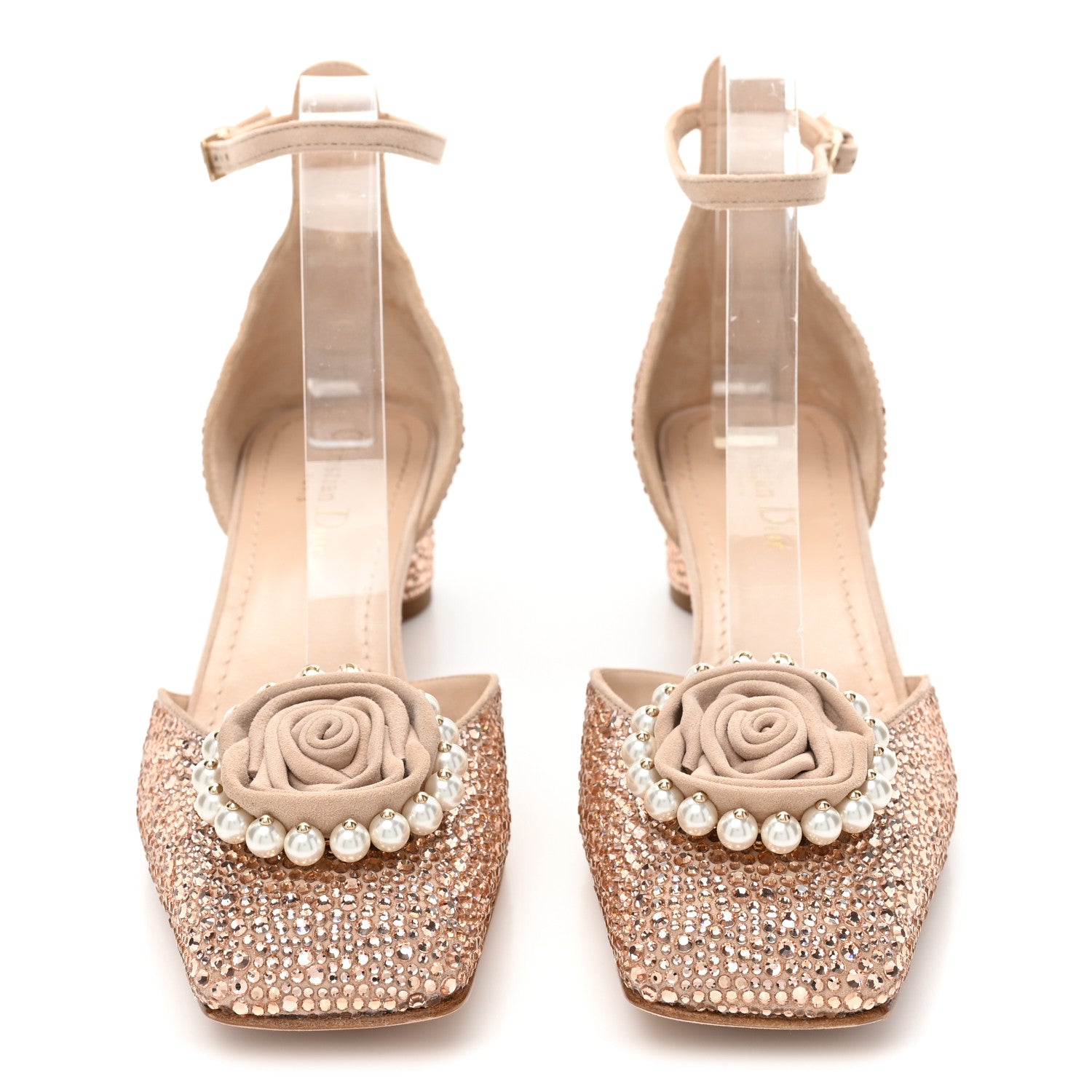 Christian Dior Suede Calfskin Strass Pearl Dior Rose Pumps 38 2 of 10
