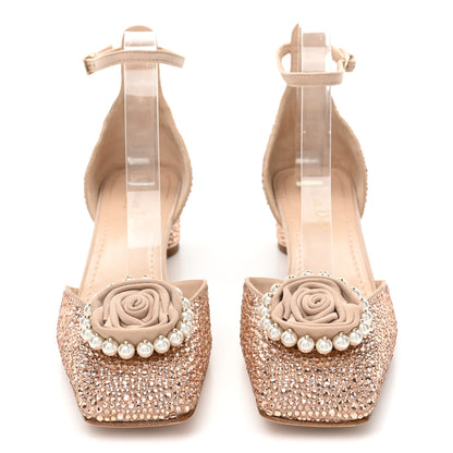 Christian Dior Suede Calfskin Strass Pearl Dior Rose Pumps 38 2 of 10