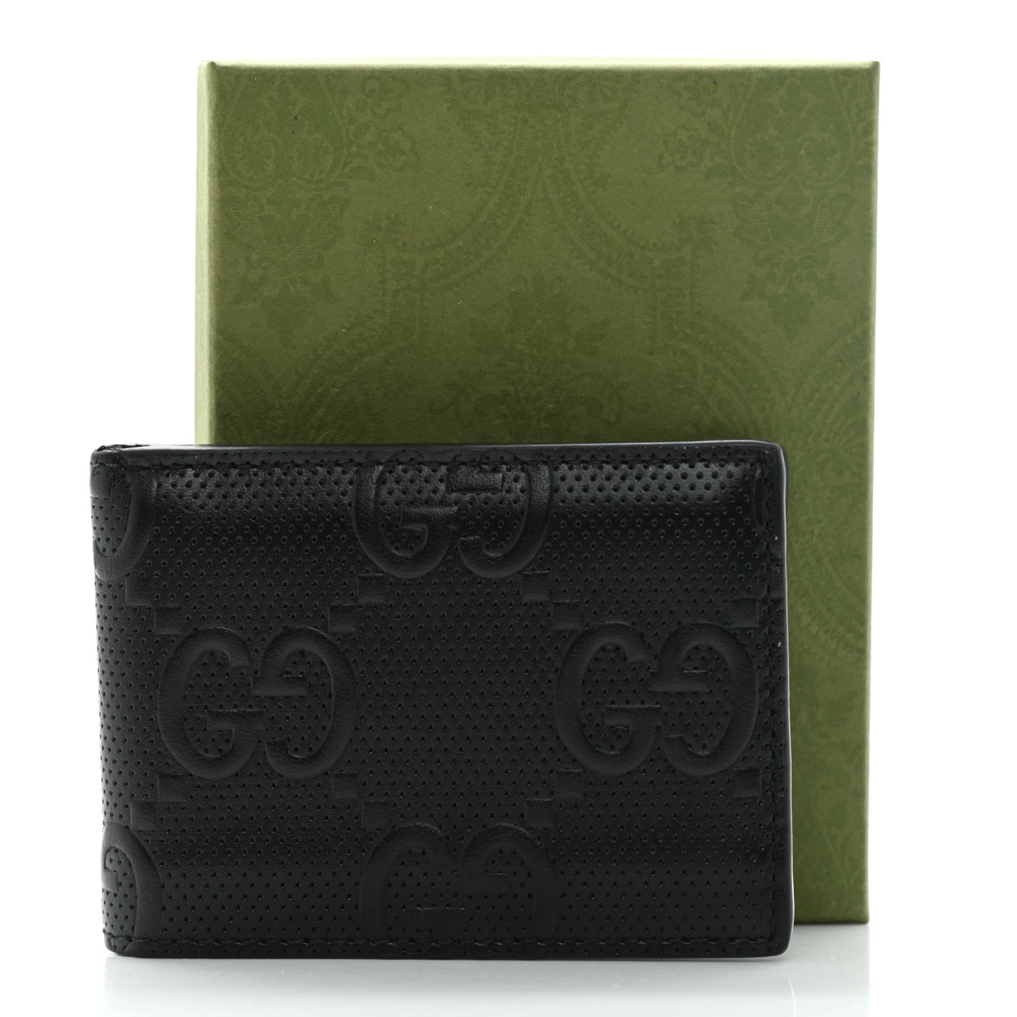 Calfskin GG Tennis Embossed Bi-Fold Wallet Black