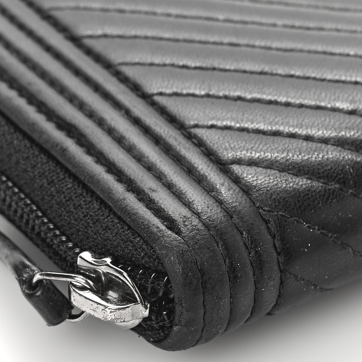 Chanel Calfskin Chevron Zip Around Boy Wallet Black 8 of 9