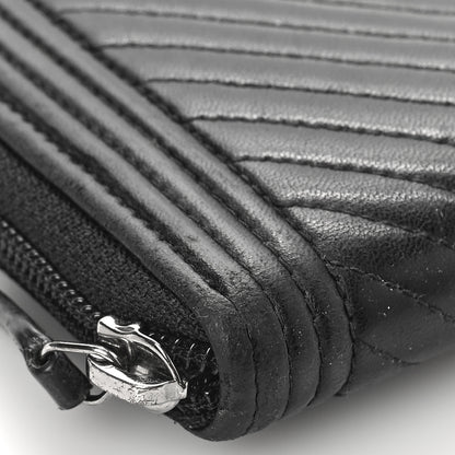 Chanel Calfskin Chevron Zip Around Boy Wallet Black 8 of 9