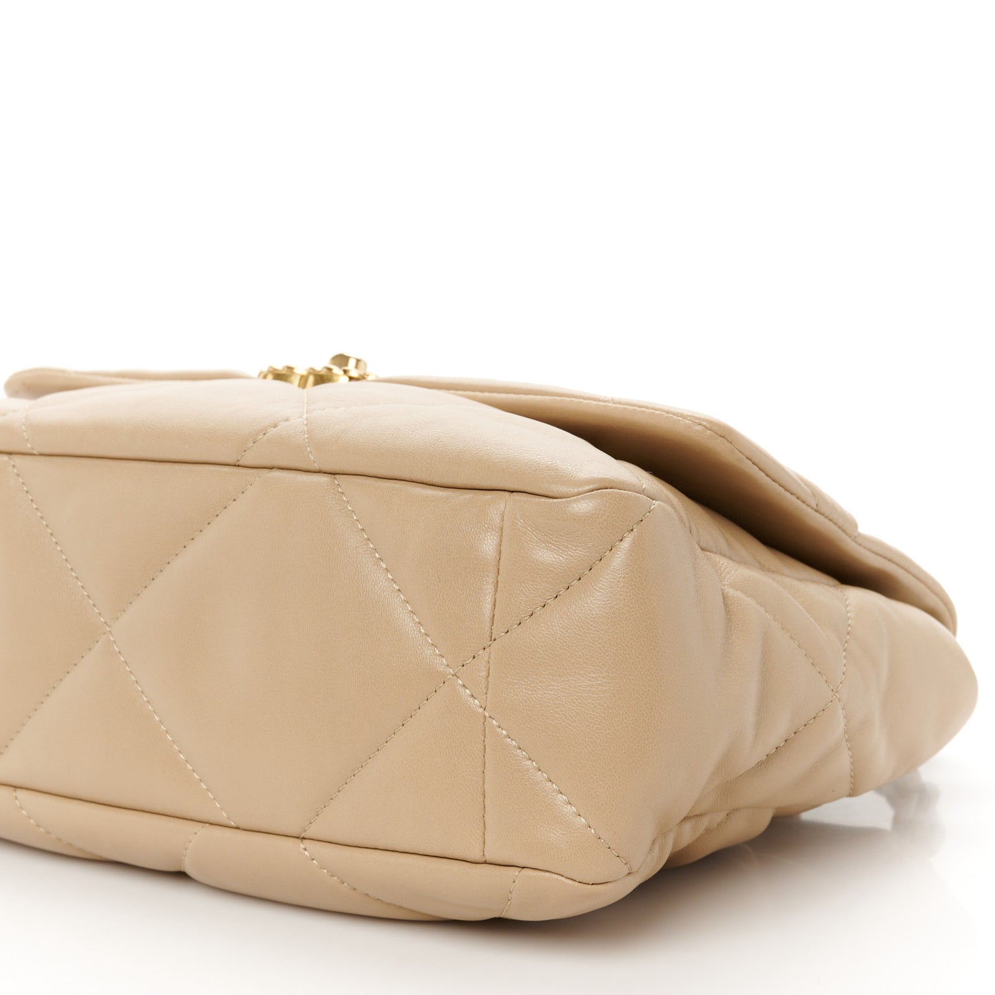 Lambskin Quilted Large Chanel 19 Flap Dark Beige