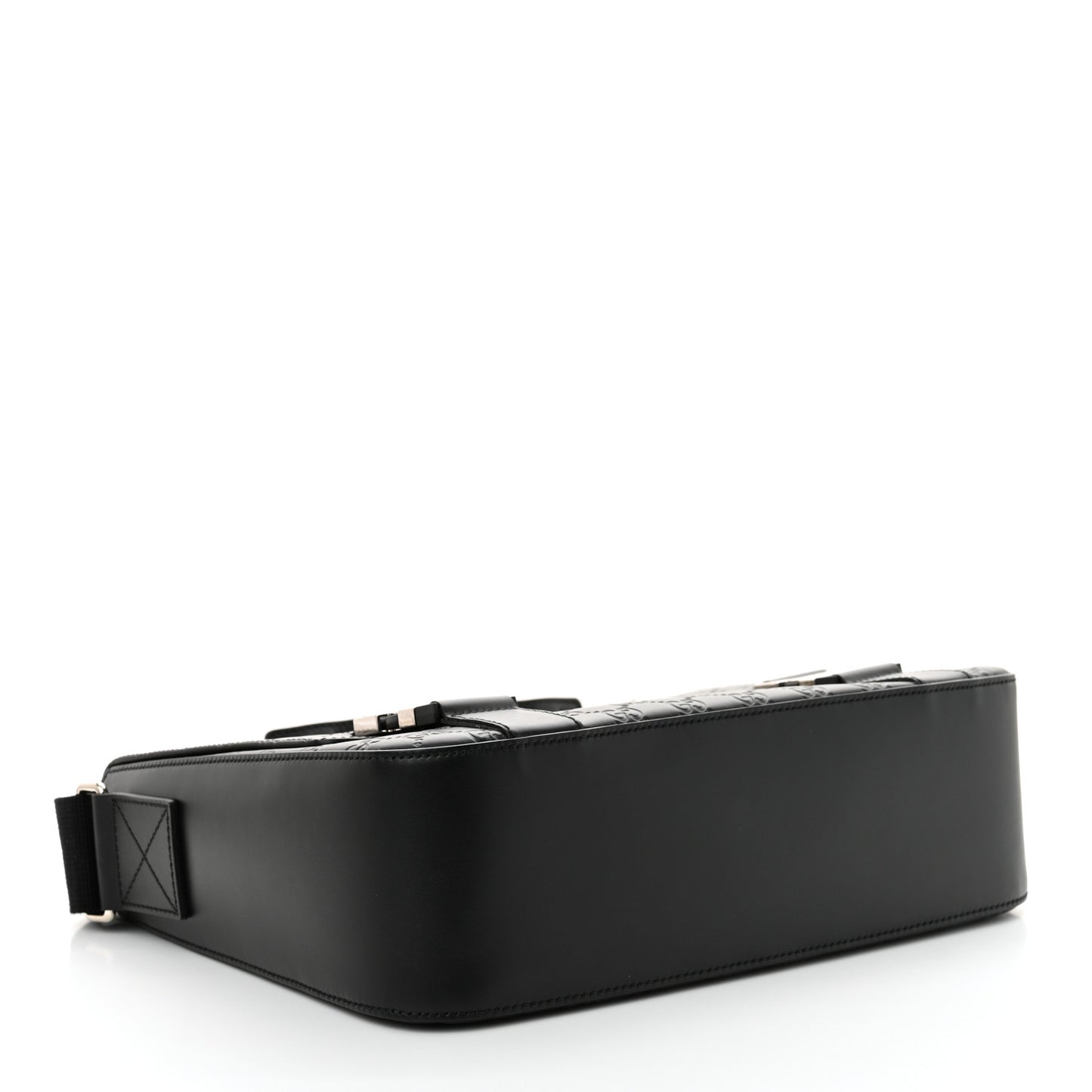 Guccissima Signature Medium Double Buckle Flap Messenger Bag Black