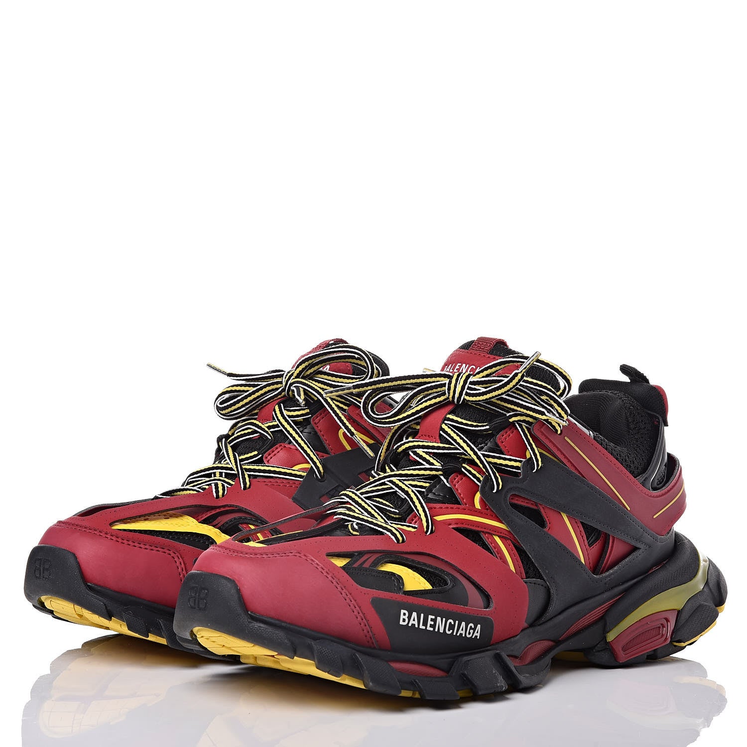 Balenciaga Mesh Nylon Metallic Fabric Mens Track Sneakers 10 Bordeaux Yellow 3 of 9