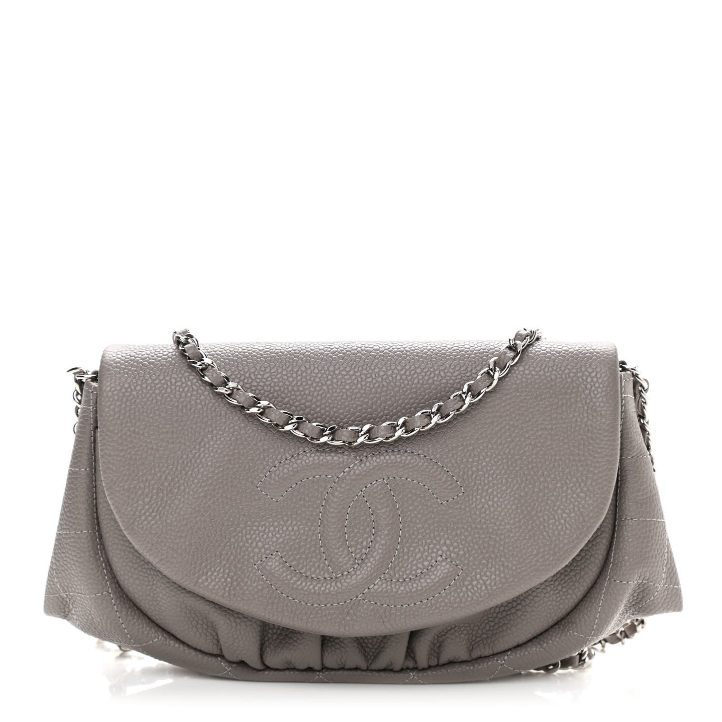 Caviar Half Moon Wallet On Chain WOC Light Grey
