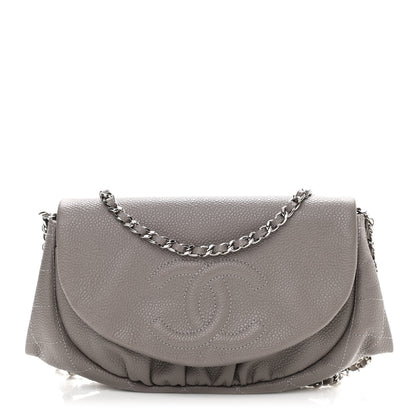 Chanel Caviar Half Moon Wallet On Chain WOC Light Grey 1 of 11