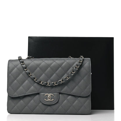 Chanel Caviar Quilted Jumbo Single Flap Grey 11 of 11