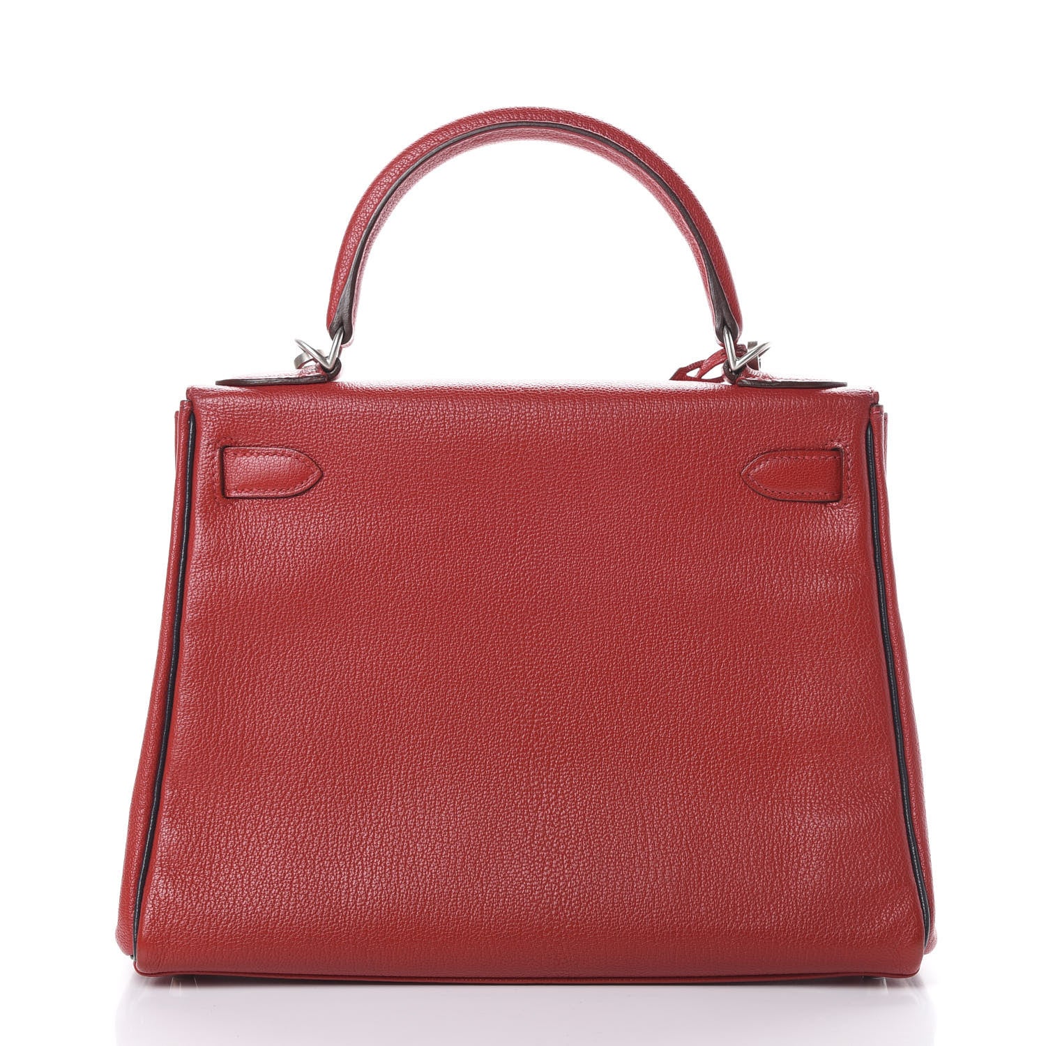 Hermes Chevre Mysore Horseshoe Kelly Retourne 28 Rouge Garance Bleu Obscur 3 of 38