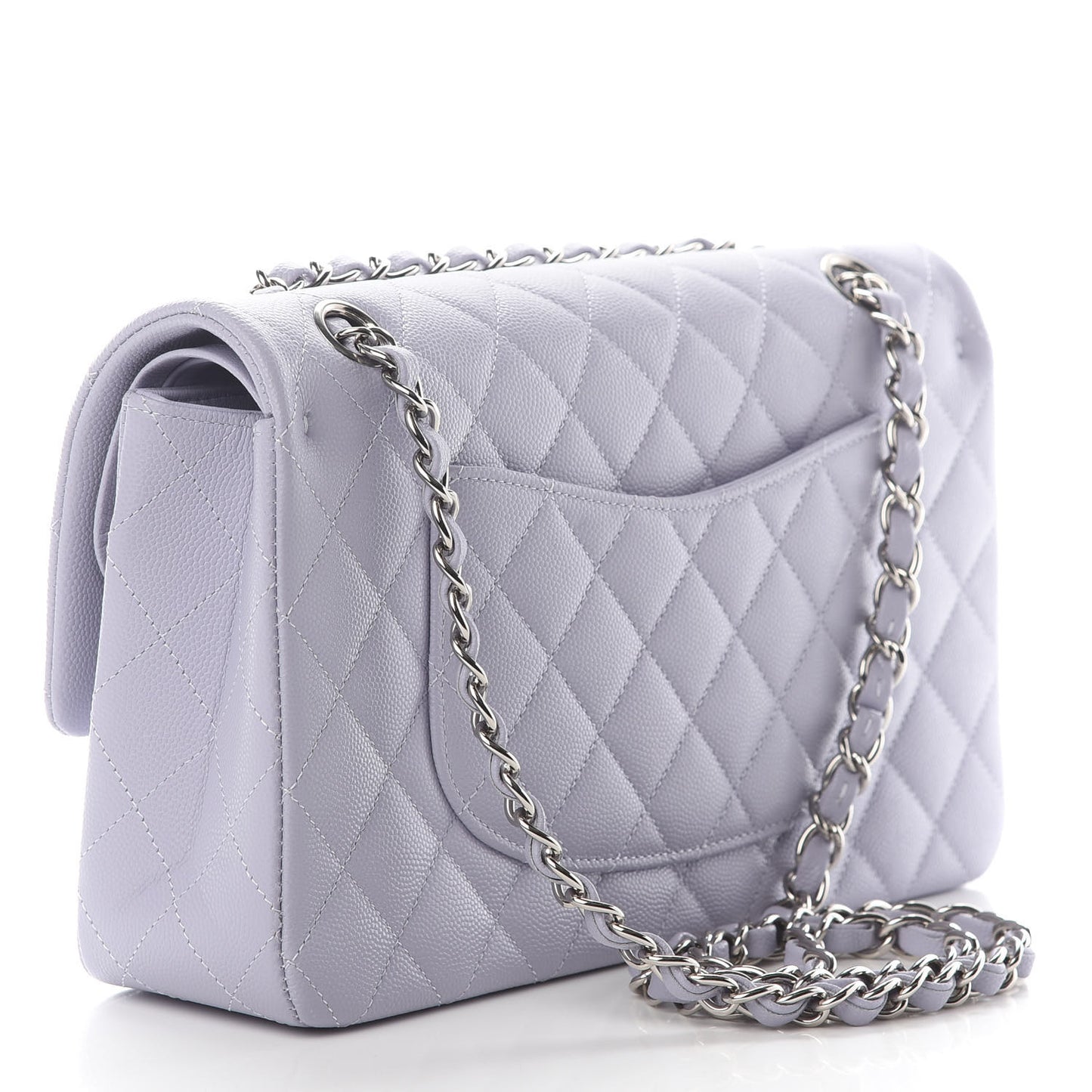 Caviar Quilted Medium Double Flap Light Purple