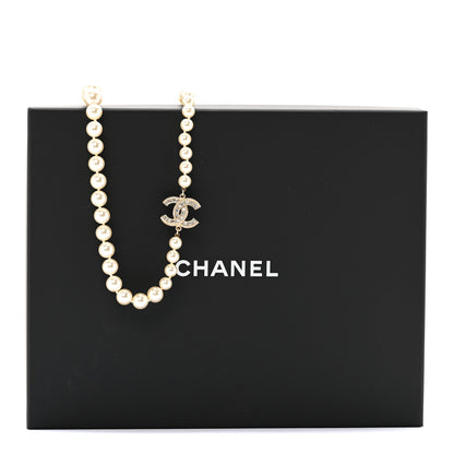 Chanel Pearl Baguette Crystal Long CC Necklace Gold 7 of 7