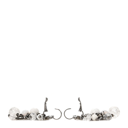 Chanel Enamel Beaded CC Drop Earrings White Silver 3 of 4