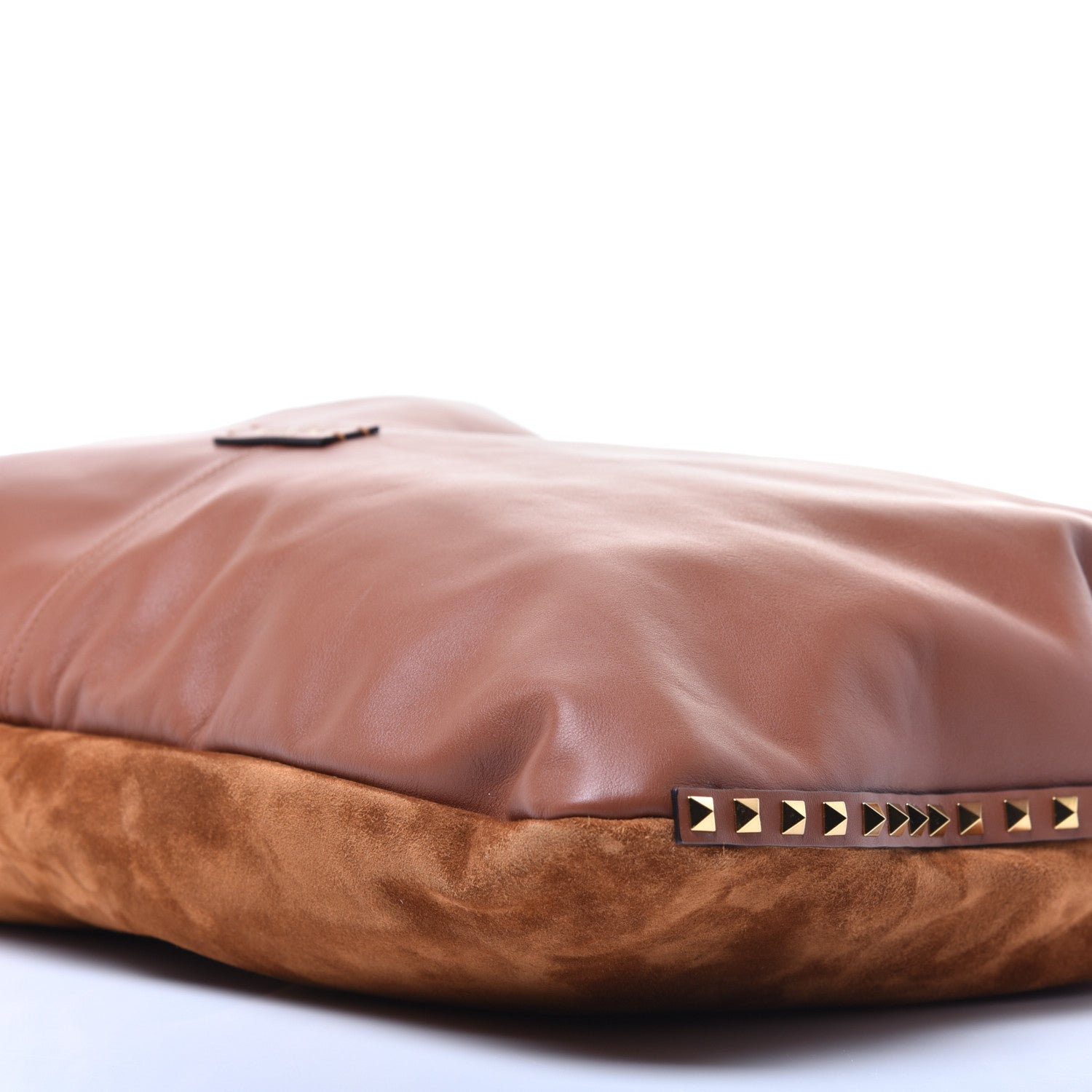 Valentino Garavani Calfskin Suede Rockstud Hobo Brown 8 of 8