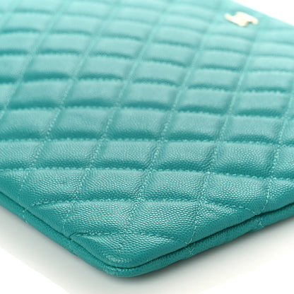 Chanel Caviar Quilted Large Cosmetic Case Turquoise 9 of 9