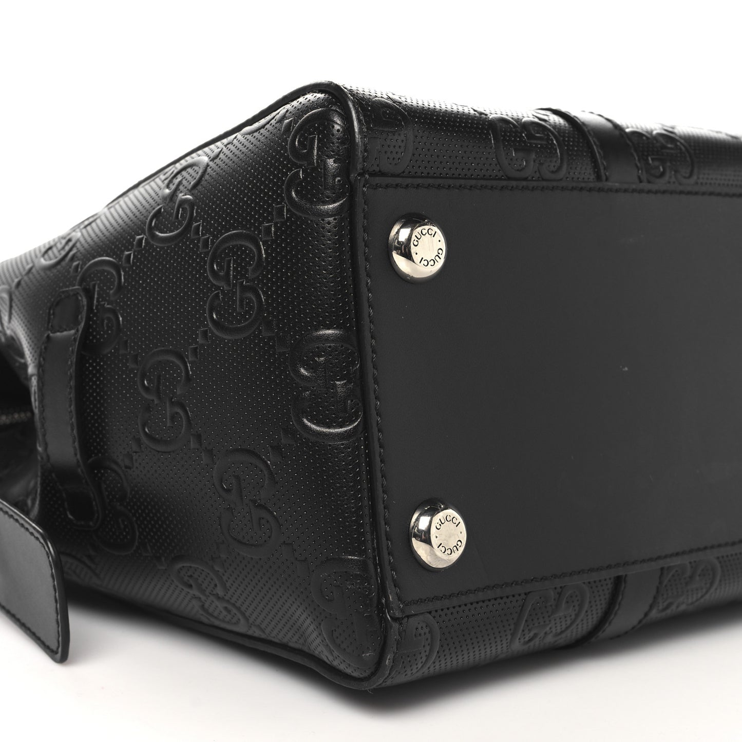 Calfskin GG Tennis Embossed Tote Bag Black