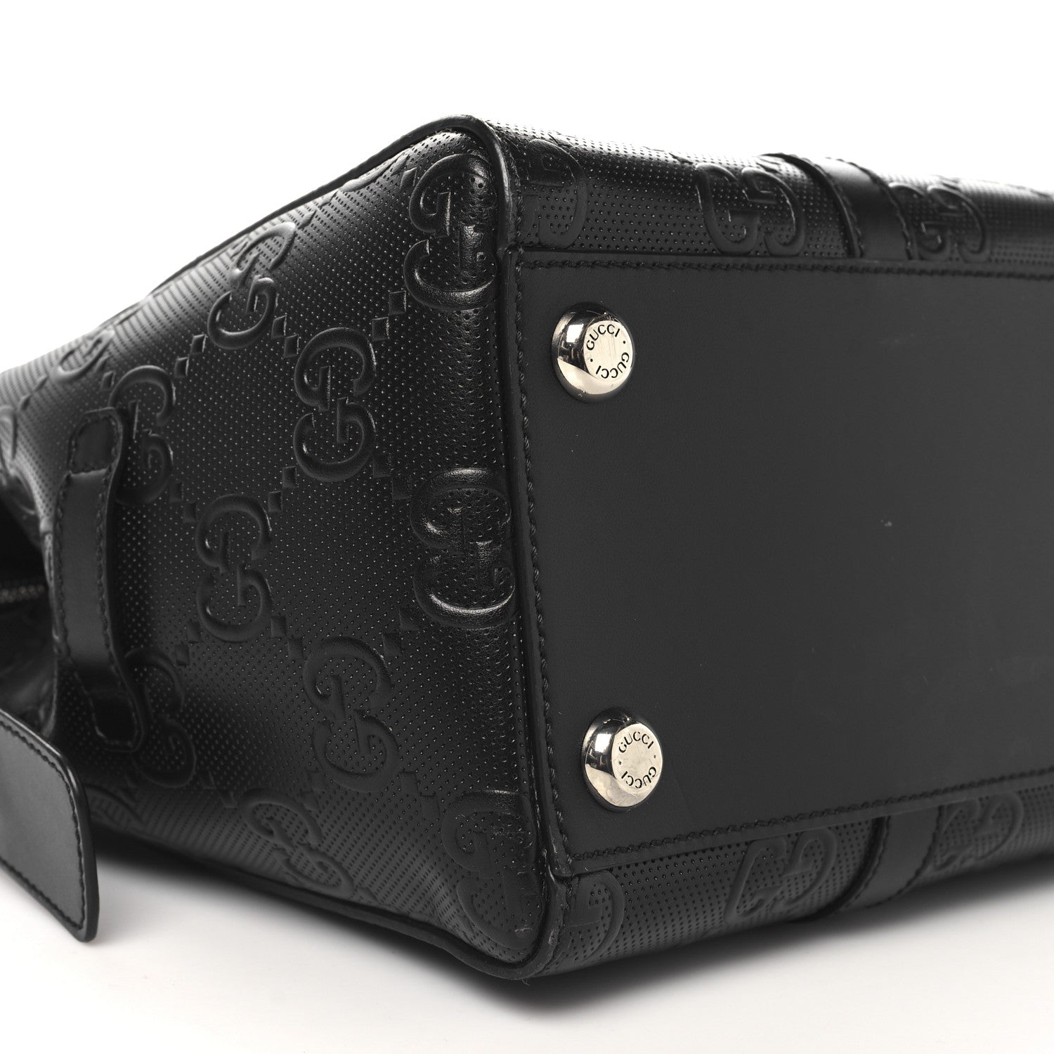 Gucci Calfskin GG Tennis Embossed Tote Bag Black 9 of 10