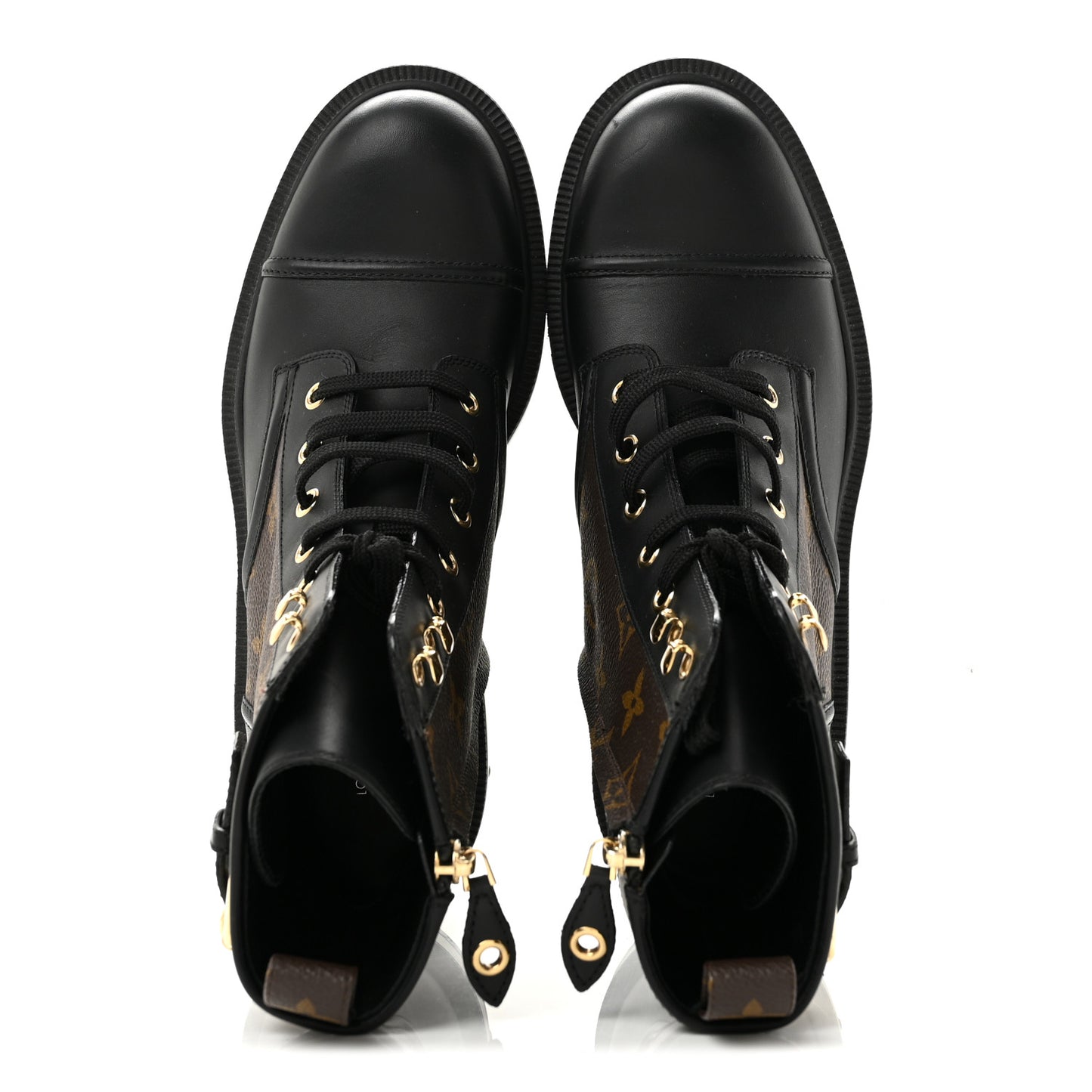 Calfskin Monogram Citizen Flat Ranger Boots 37.5 Cacao Brown Black