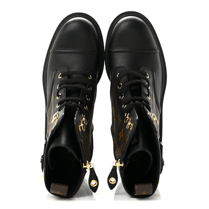 Louis Vuitton Calfskin Monogram Citizen Flat Ranger Boots 37.5 Cacao Brown Black 2 of 9