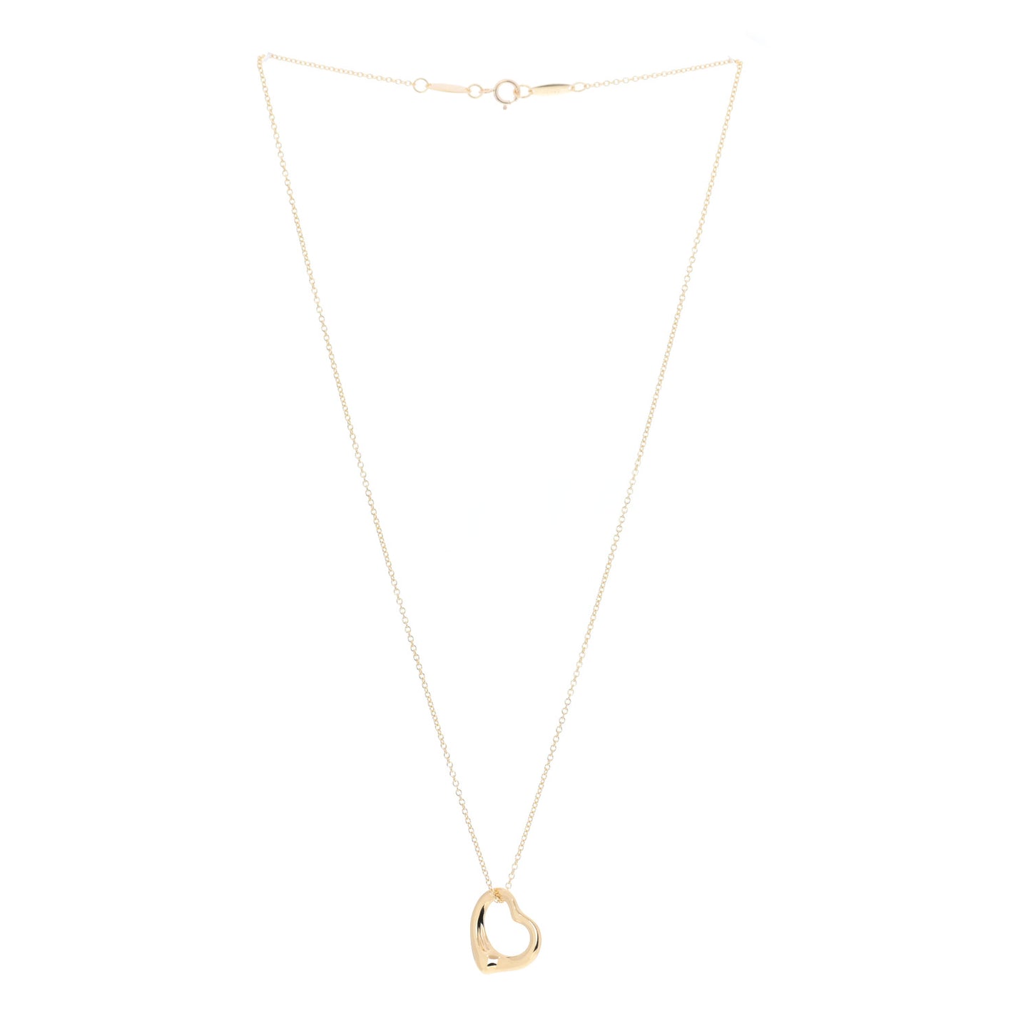 18K Yellow Gold 16mm Elsa Peretti Open Heart Pendant Necklace