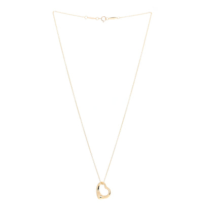 Tiffany 18K Yellow Gold 16mm Elsa Peretti Open Heart Pendant Necklace 3 of 8