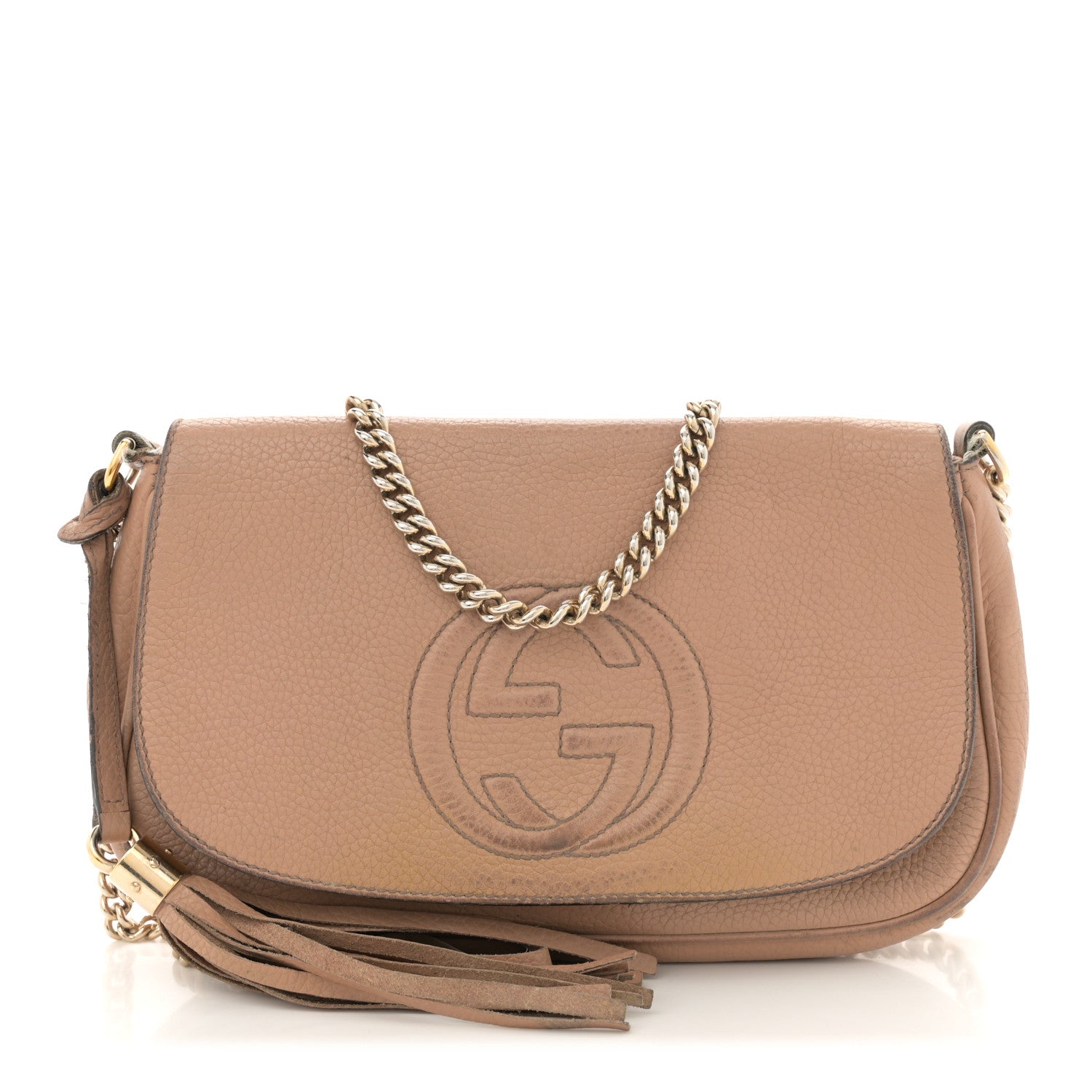 Gucci Pebbled Calfskin Medium Soho Flap Crossbody Camelia 1 of 18