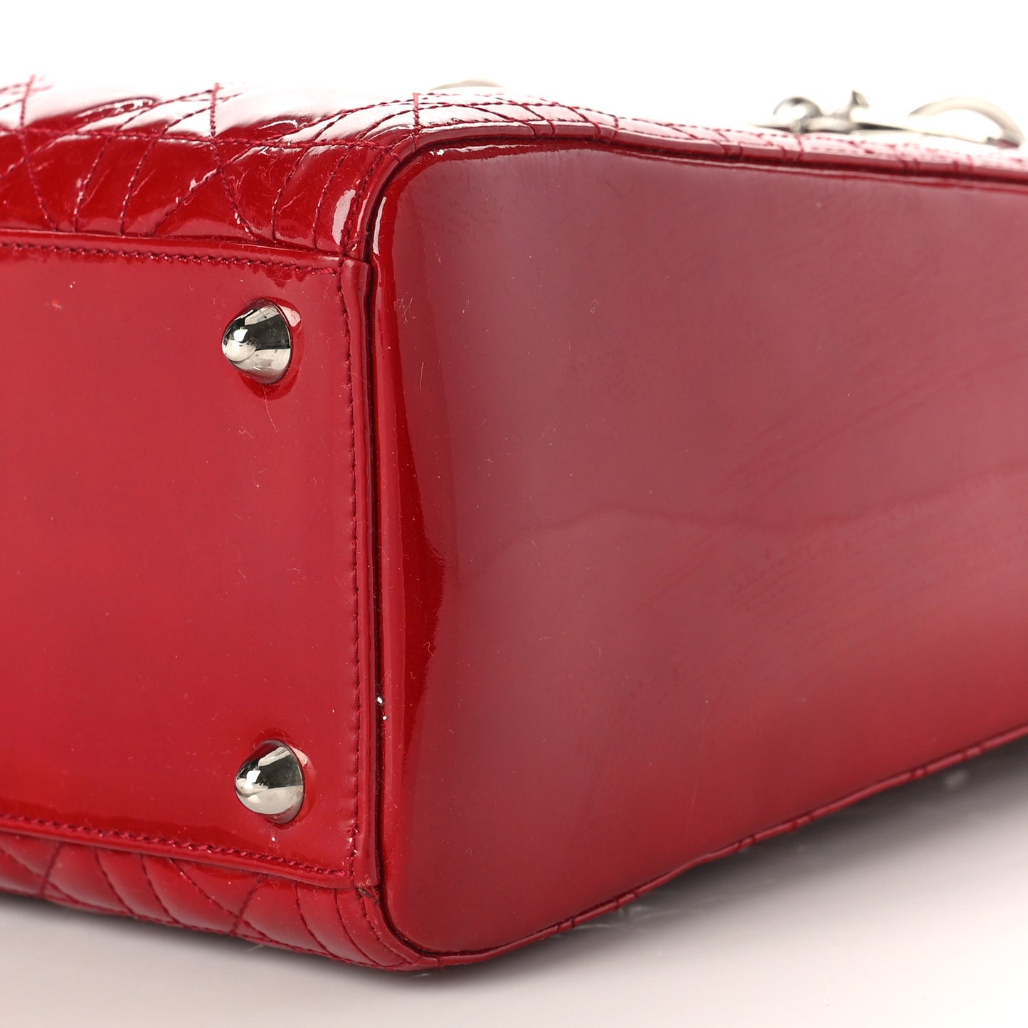 Patent Cannage Large Lady Dior Red