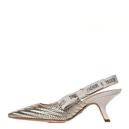 Christian Dior Laminated Calfskin Ribbon Crystal Woven J'Adior Slingback 65mm Pumps 37.5 Copper 1 of 8