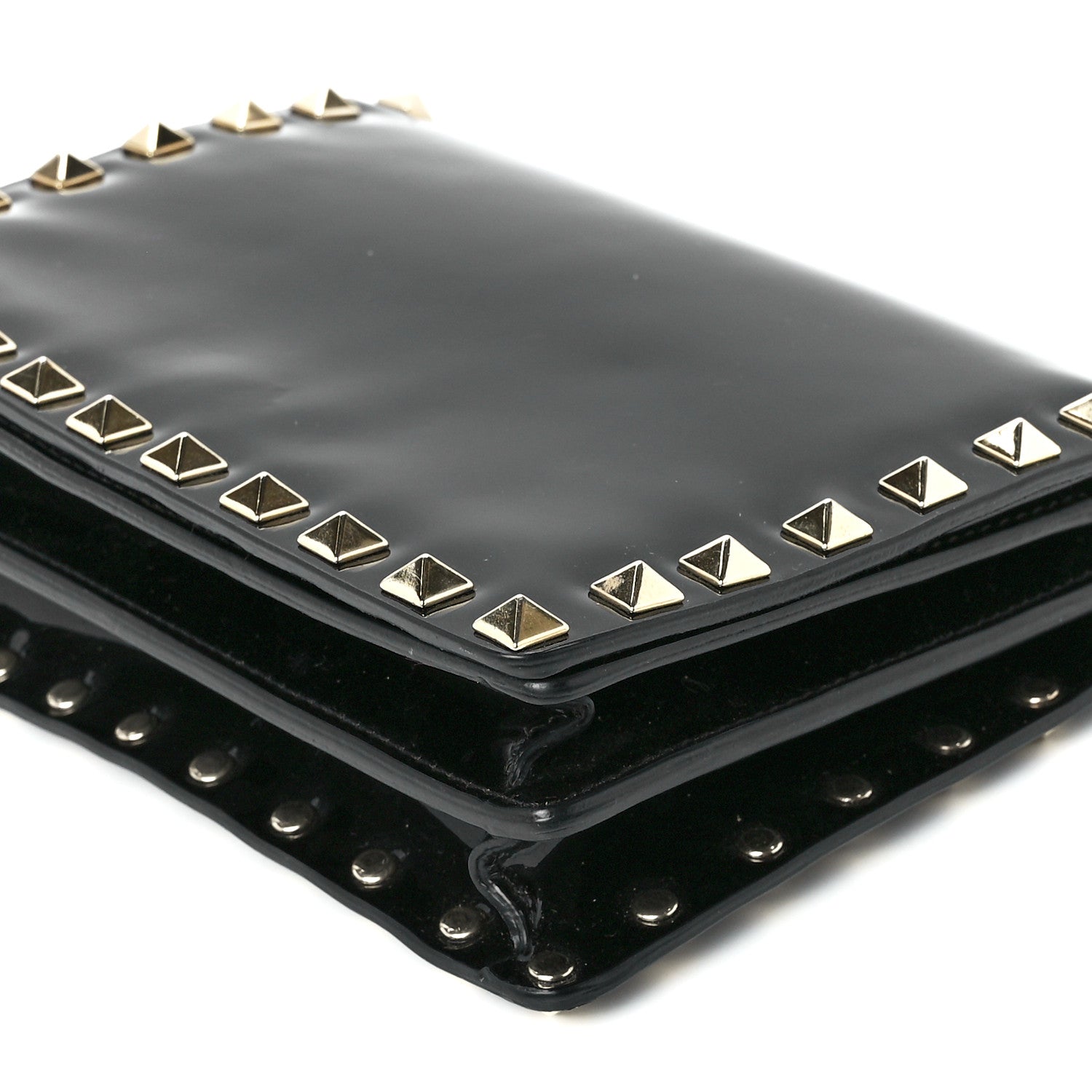 Valentino Garavani Patent Rockstud Wallet On Chain Black 11 of 12