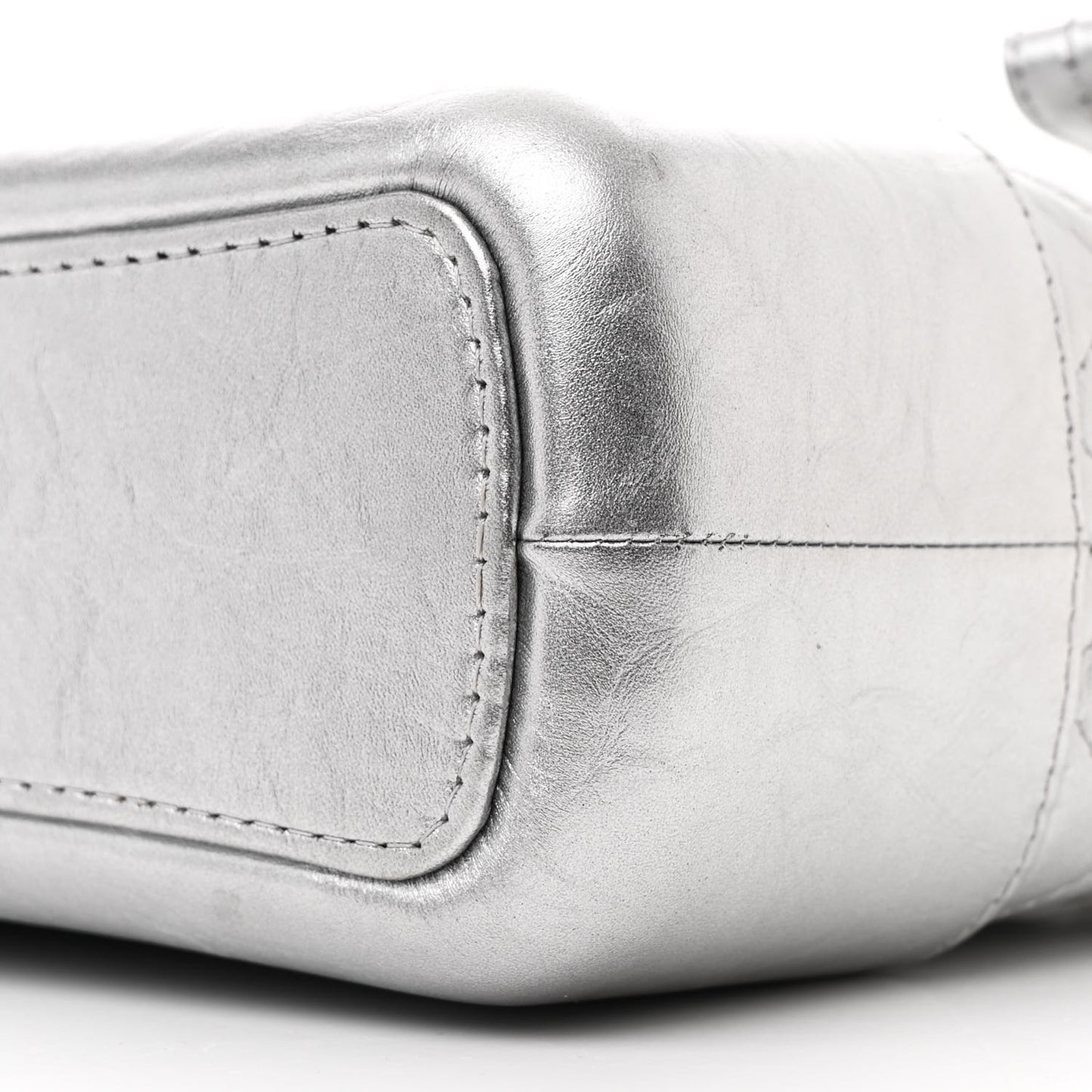 Metallic Aged Calfskin Quilted Medium Gabrielle Hobo Silver