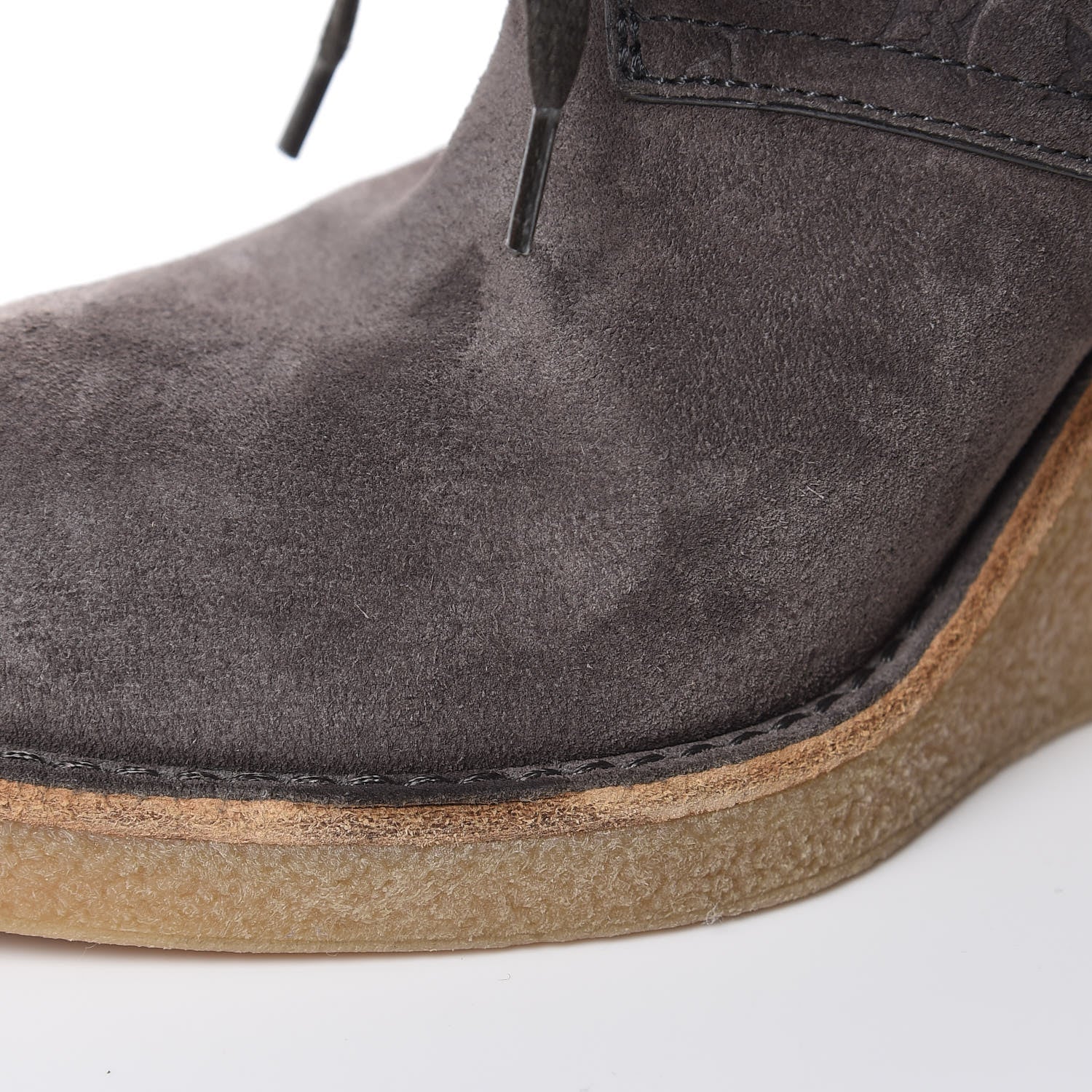 Louis Vuitton Monogram Embossed Suede Frosty Wedge Low Boots 38.5 Dark Grey 13 of 13