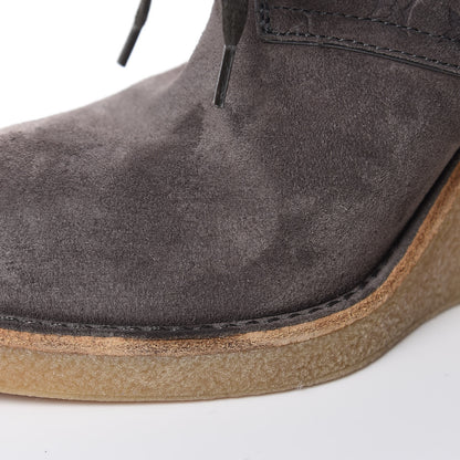 Louis Vuitton Monogram Embossed Suede Frosty Wedge Low Boots 38.5 Dark Grey 13 of 13